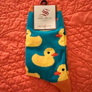 Socksmith Women's Duck Pattern Socks - Blue and Yellow